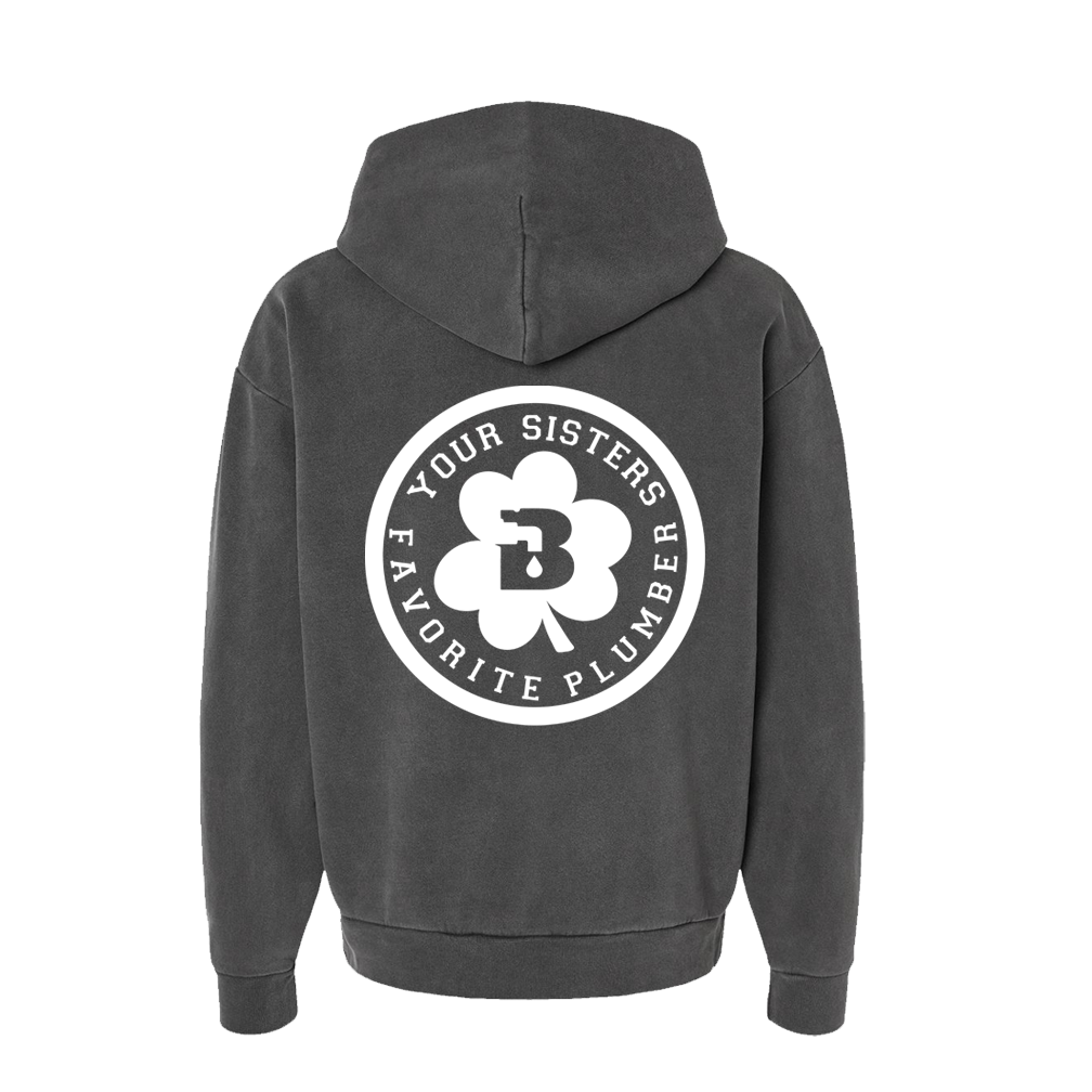 Your Sisters Favorite Plumber Faded Black Heavyweight Hoodie