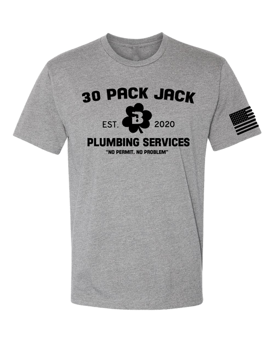 30 Pack Jack Plumbing Services Gray Tee