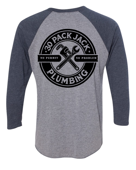 30 Pack Plumbing Navy Three Quarter Tee